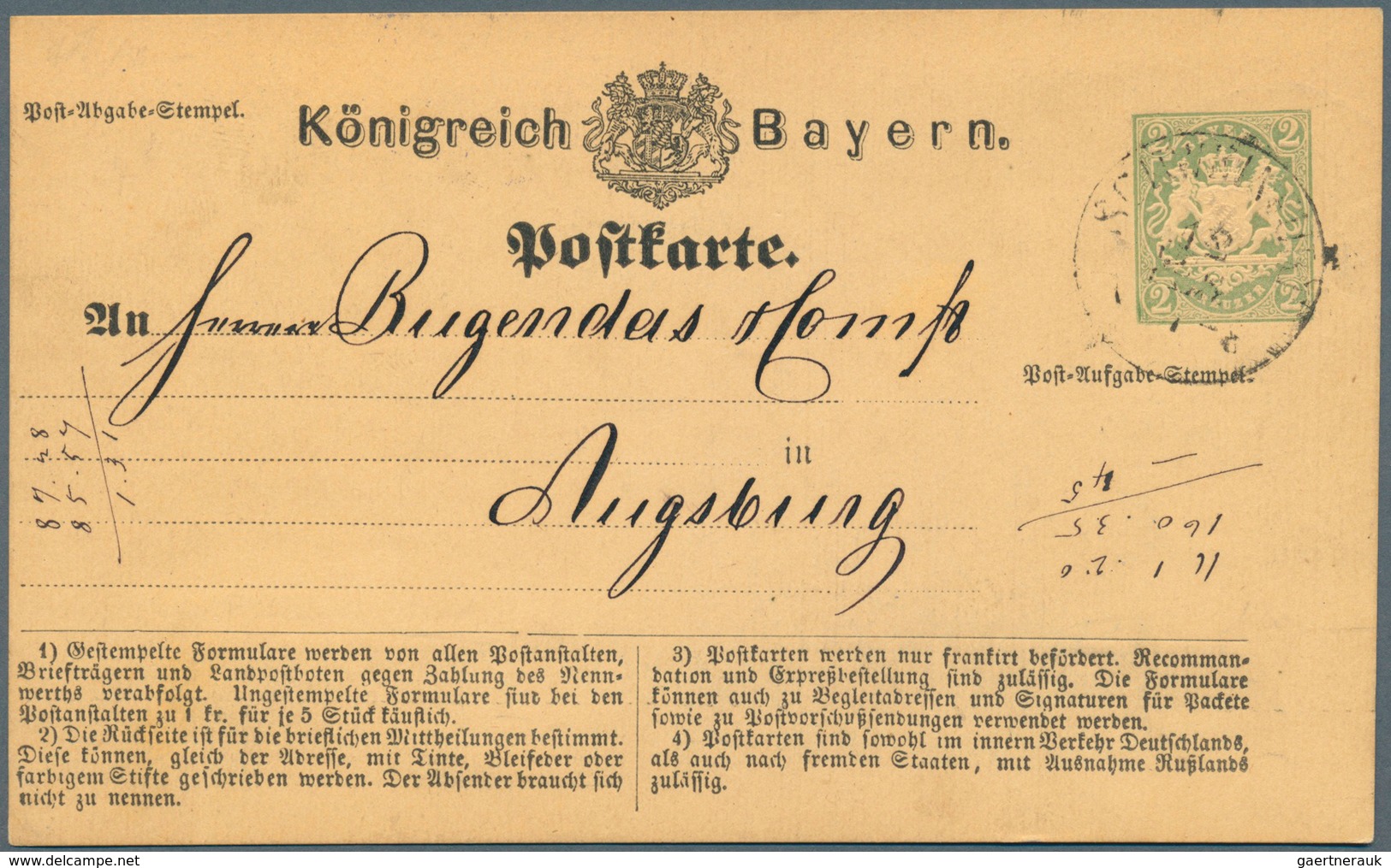 Bayern - Ganzsachen: 1873/1903. Nette Sammlung Von 35 Gebrauchten Postkarten. Dabei Sind Viele Gute - Autres & Non Classés