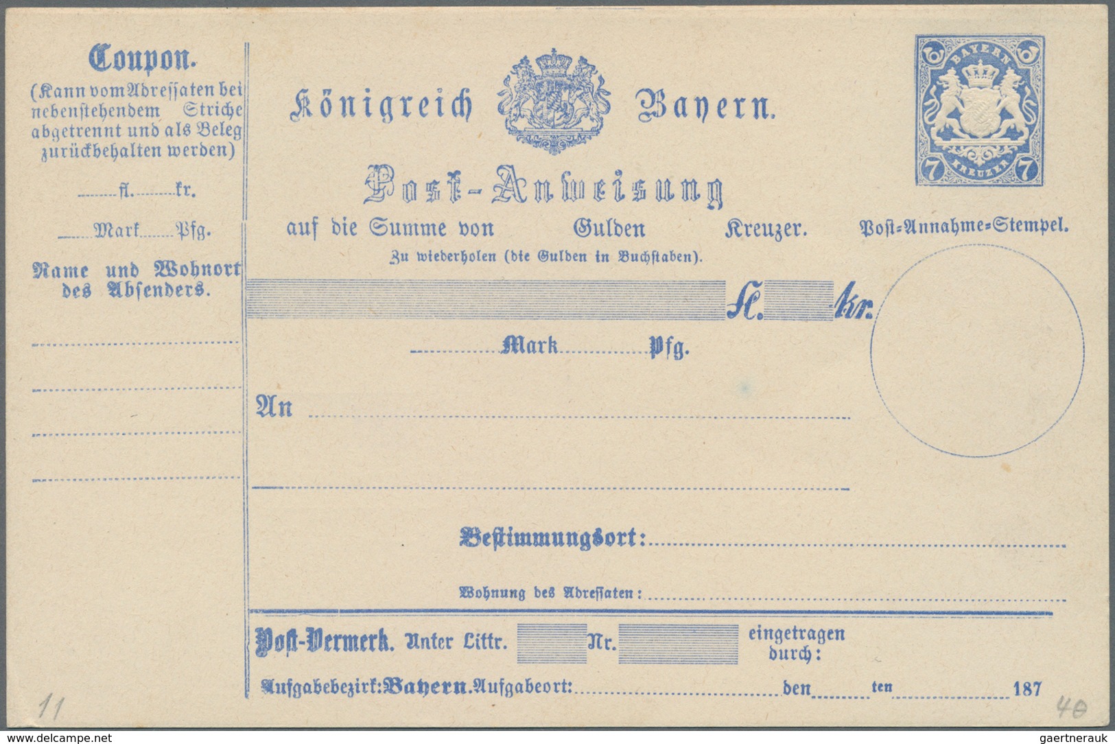 Bayern - Ganzsachen: 1873/1920 (ca.), Partie Von Ca. 75 Gebrauchten Und Ungebrauchten Ganzsachen, Da - Andere & Zonder Classificatie