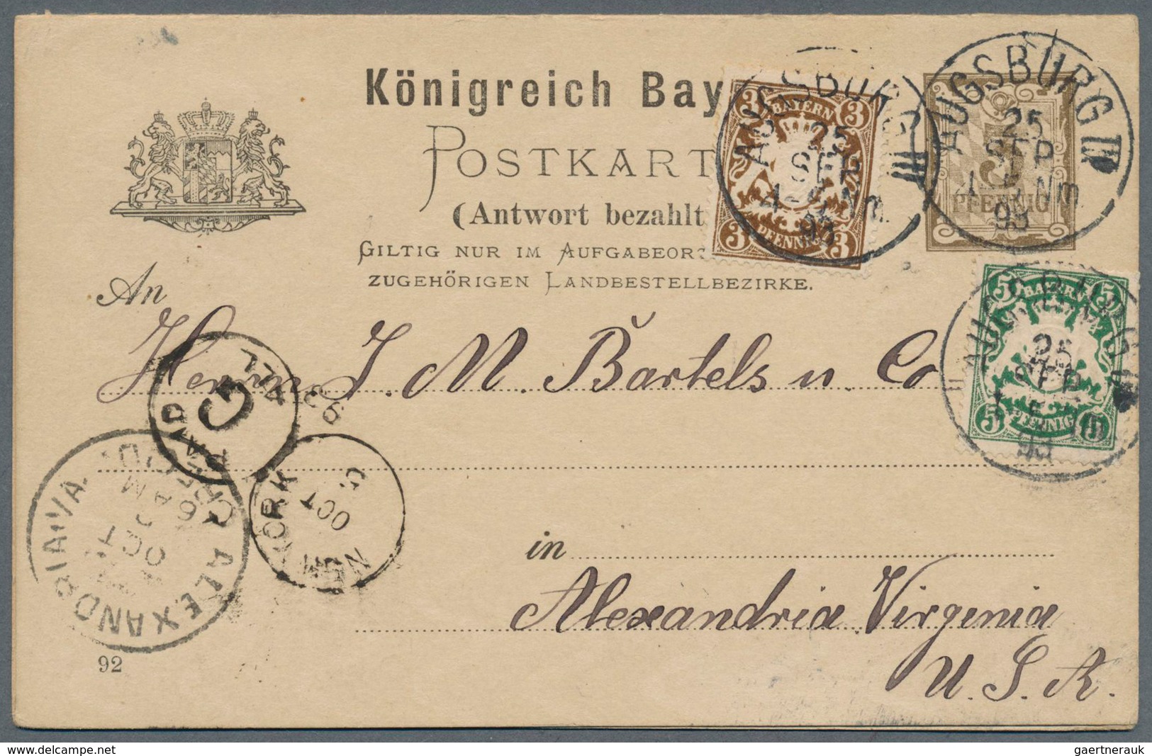 Bayern - Ganzsachen: 1873/1920 Ca., Interessante Slg. Mit Ca.180 Gebrauchten Ganzsachen, Dabei Postk - Sonstige & Ohne Zuordnung