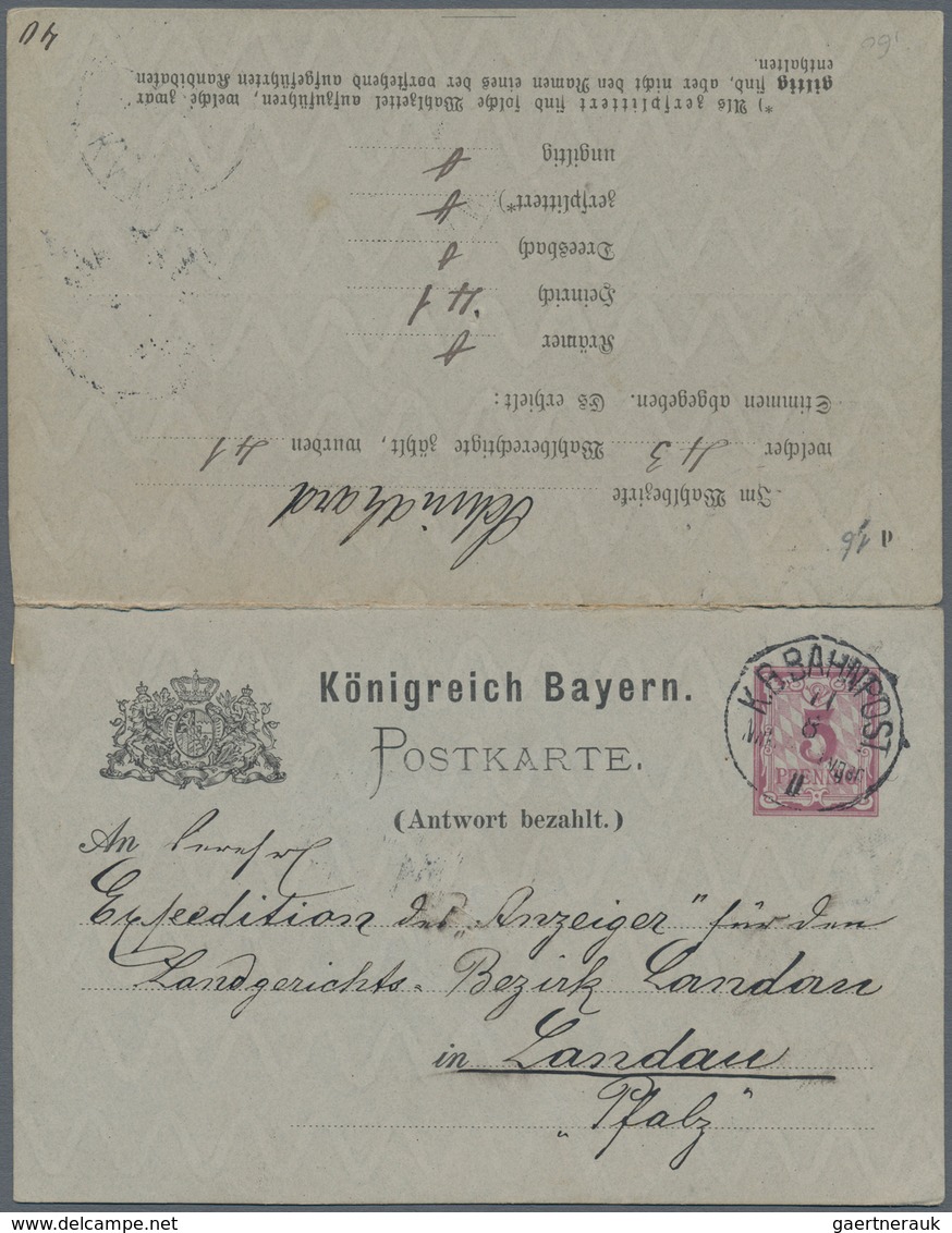 Bayern - Ganzsachen: 1874-1920, vielseitiger Posten mit rund 200 zumeist besseren Exemplaren, dabei