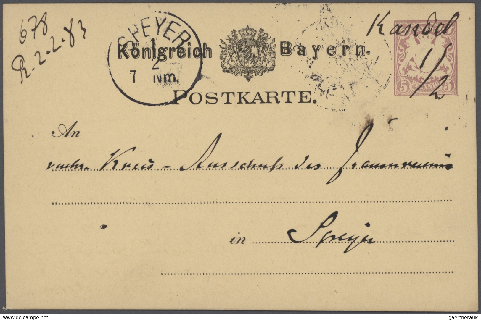 Bayern - Ganzsachen: 1876/1906 (ca.), Vielseitige Partie Von Ca. 190 Gebrauchten Ganzsachenkarten Au - Other & Unclassified