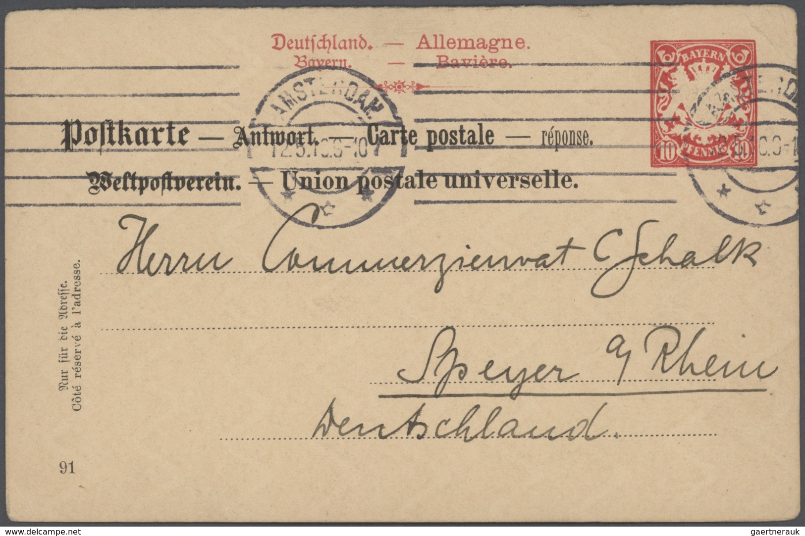 Bayern - Ganzsachen: 1876/1906 (ca.), Vielseitige Partie Von Ca. 190 Gebrauchten Ganzsachenkarten Au - Sonstige & Ohne Zuordnung