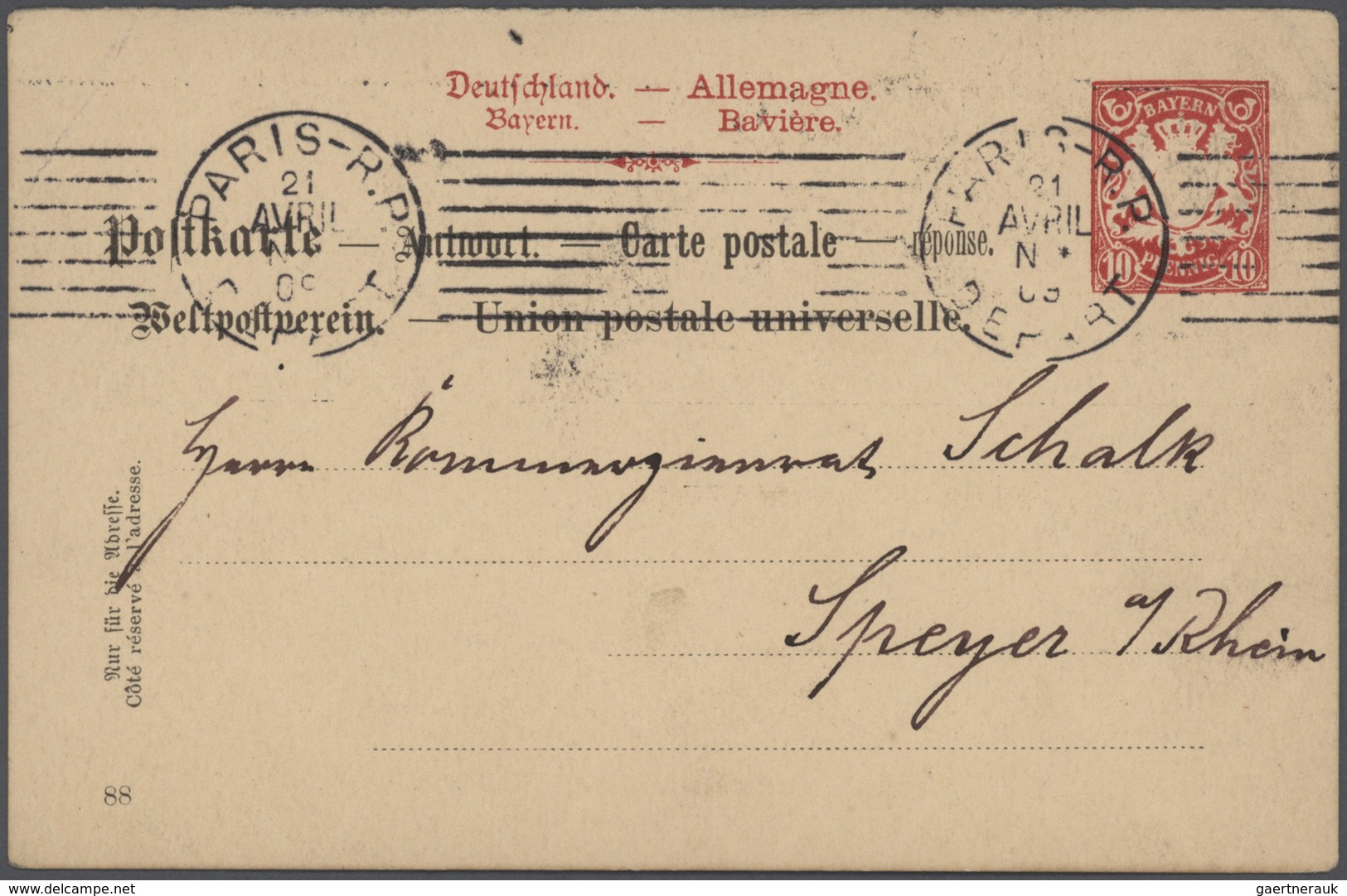 Bayern - Ganzsachen: 1876/1906 (ca.), Vielseitige Partie Von Ca. 190 Gebrauchten Ganzsachenkarten Au - Other & Unclassified