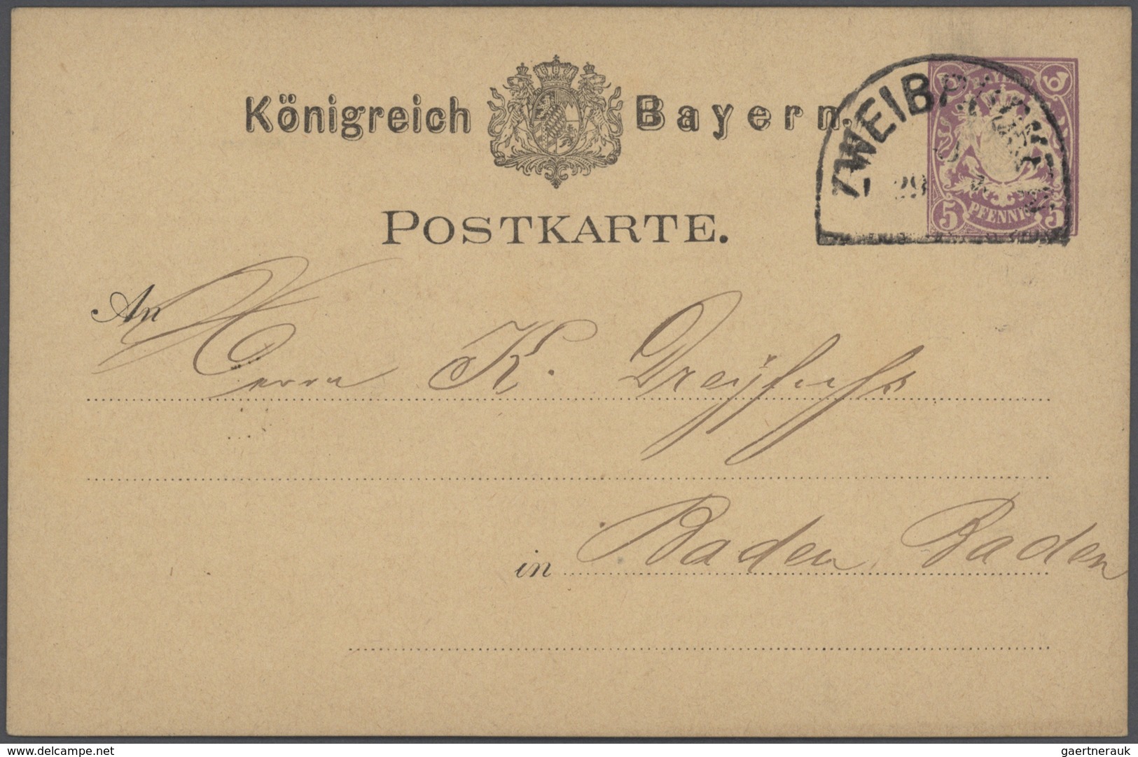 Bayern - Ganzsachen: 1876/1906 (ca.), vielseitige Partie von ca. 190 gebrauchten Ganzsachenkarten au