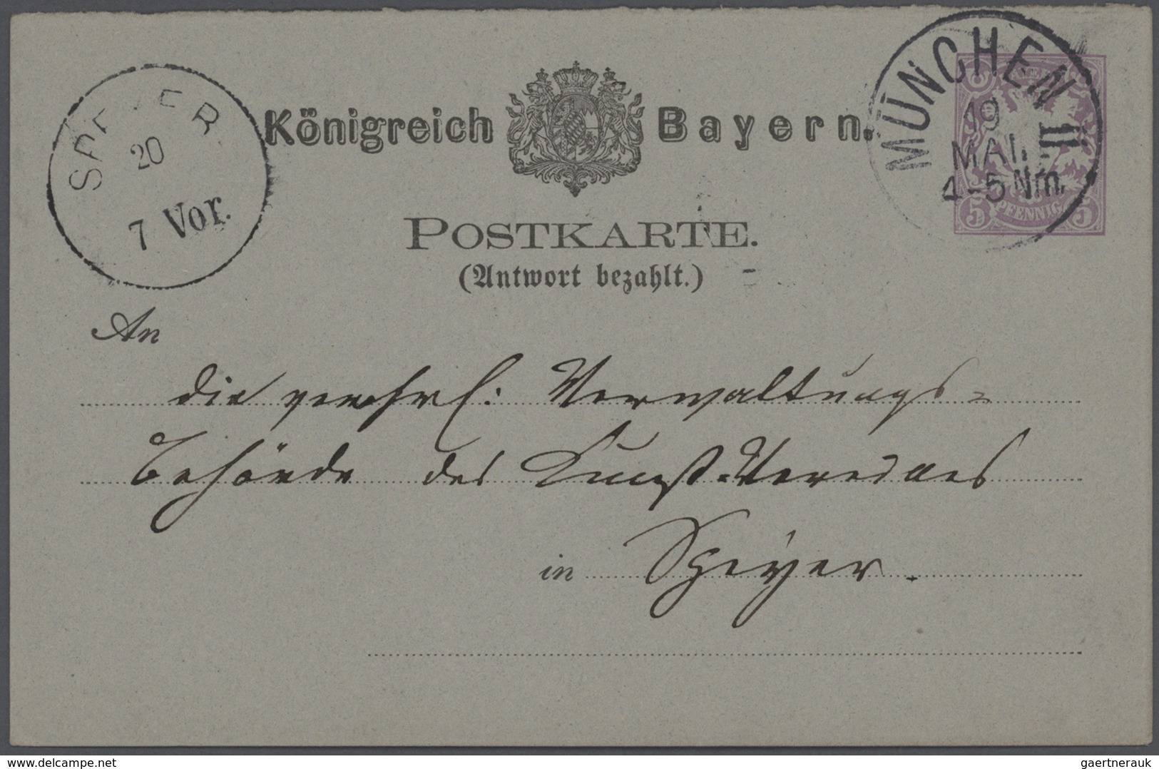 Bayern - Ganzsachen: 1876/1906 (ca.), vielseitige Partie von ca. 190 gebrauchten Ganzsachenkarten au