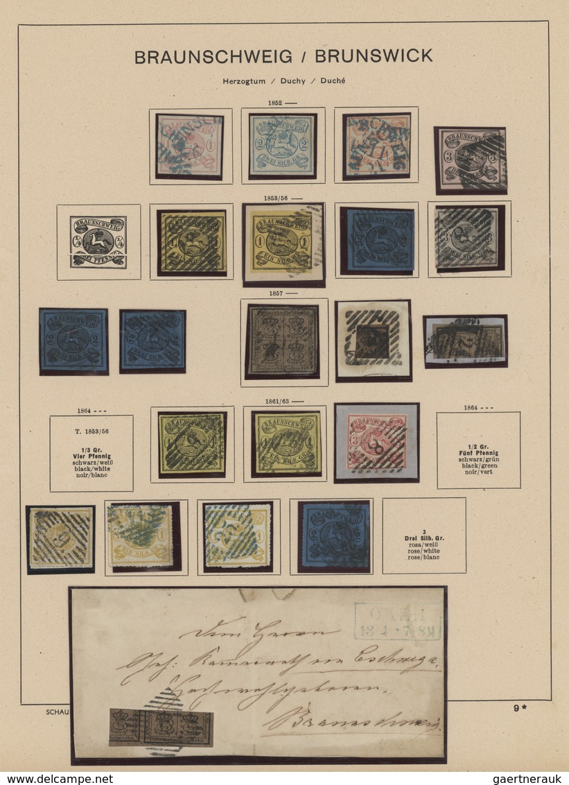 Braunschweig - Marken Und Briefe: 1852/1864, Gestempelte Sammlung Von 21 Werten Auf Schaubek-Vordruc - Brunswick