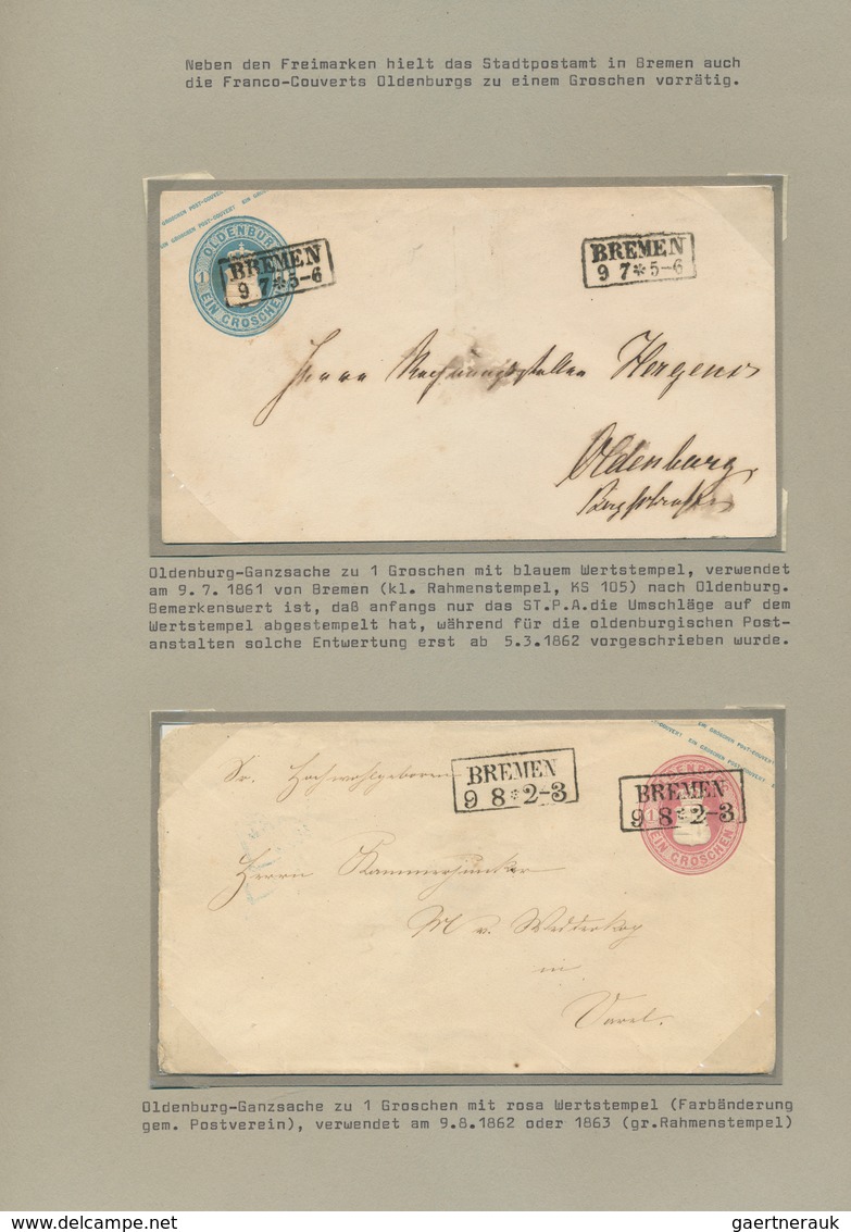 Bremen - Marken Und Briefe: 1855/1867, Interessante Sammlung "Bremen-Stempel Auf Oldenburg-Marken" M - Bremen