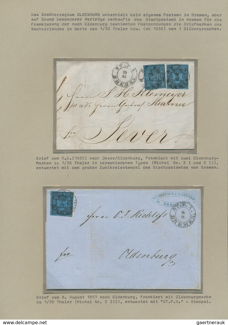 Bremen - Marken Und Briefe: 1855/1867, Interessante Sammlung "Bremen-Stempel Auf Oldenburg-Marken" M - Bremen