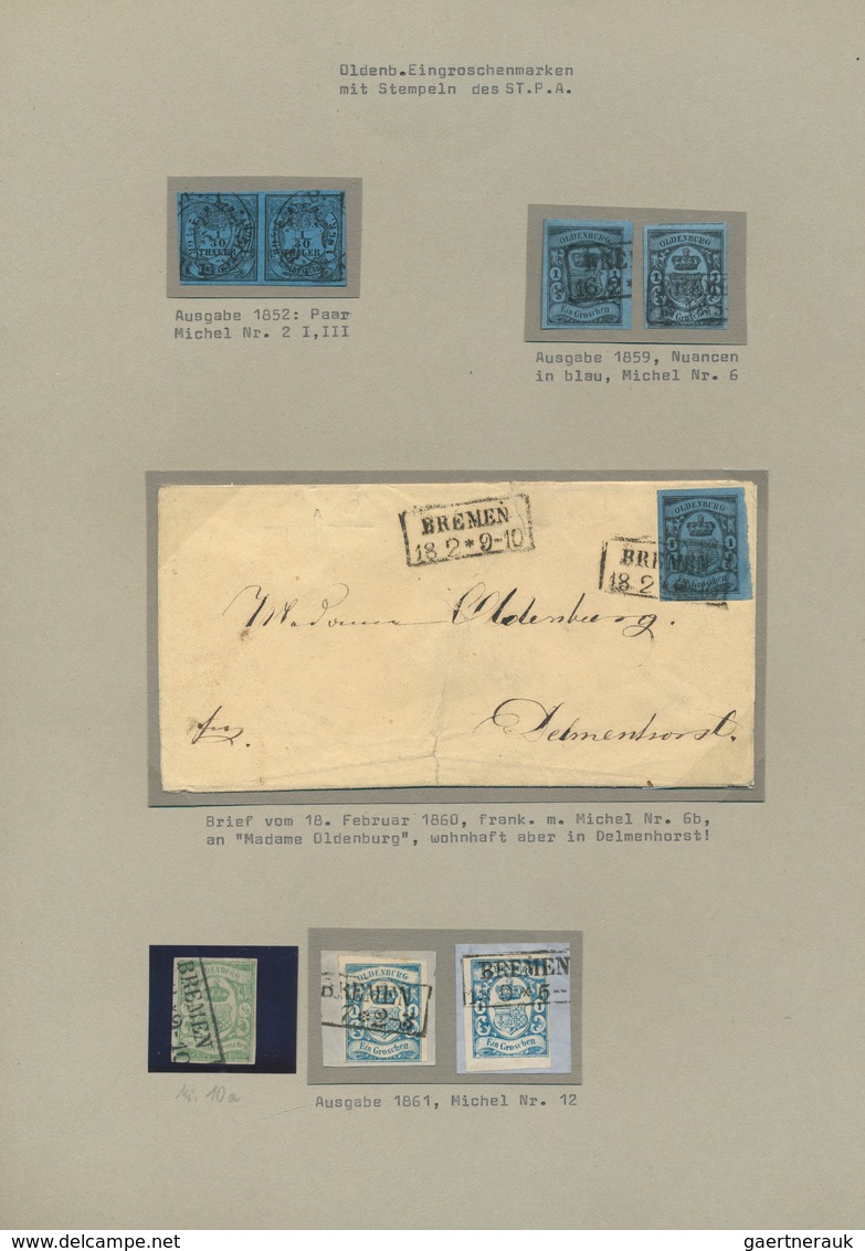 Bremen - Marken Und Briefe: 1855/1867, Interessante Sammlung "Bremen-Stempel Auf Oldenburg-Marken" M - Brême