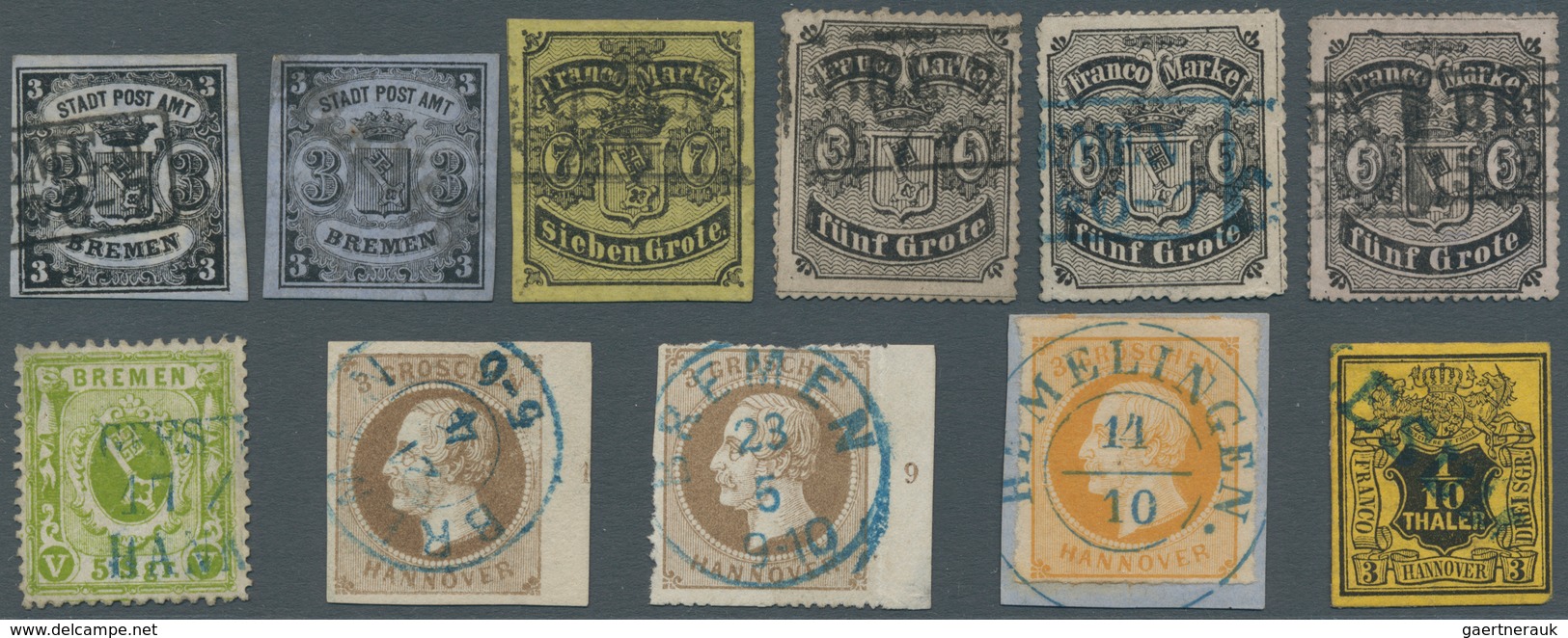 Bremen - Marken Und Briefe: 1855/1871, Meist Gestempelte Sammlung Mit Werten, Dabei U.a. Mi.-Nr. 1x, - Brême