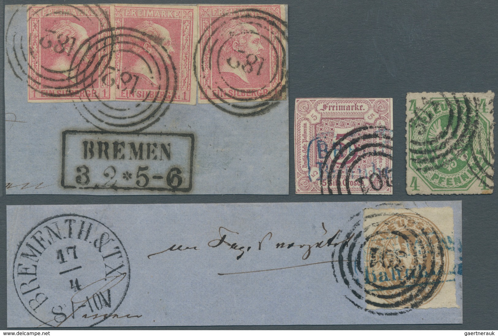 Bremen - Marken Und Briefe: 1855/1871, Meist Gestempelte Sammlung Mit Werten, Dabei U.a. Mi.-Nr. 1x, - Bremen