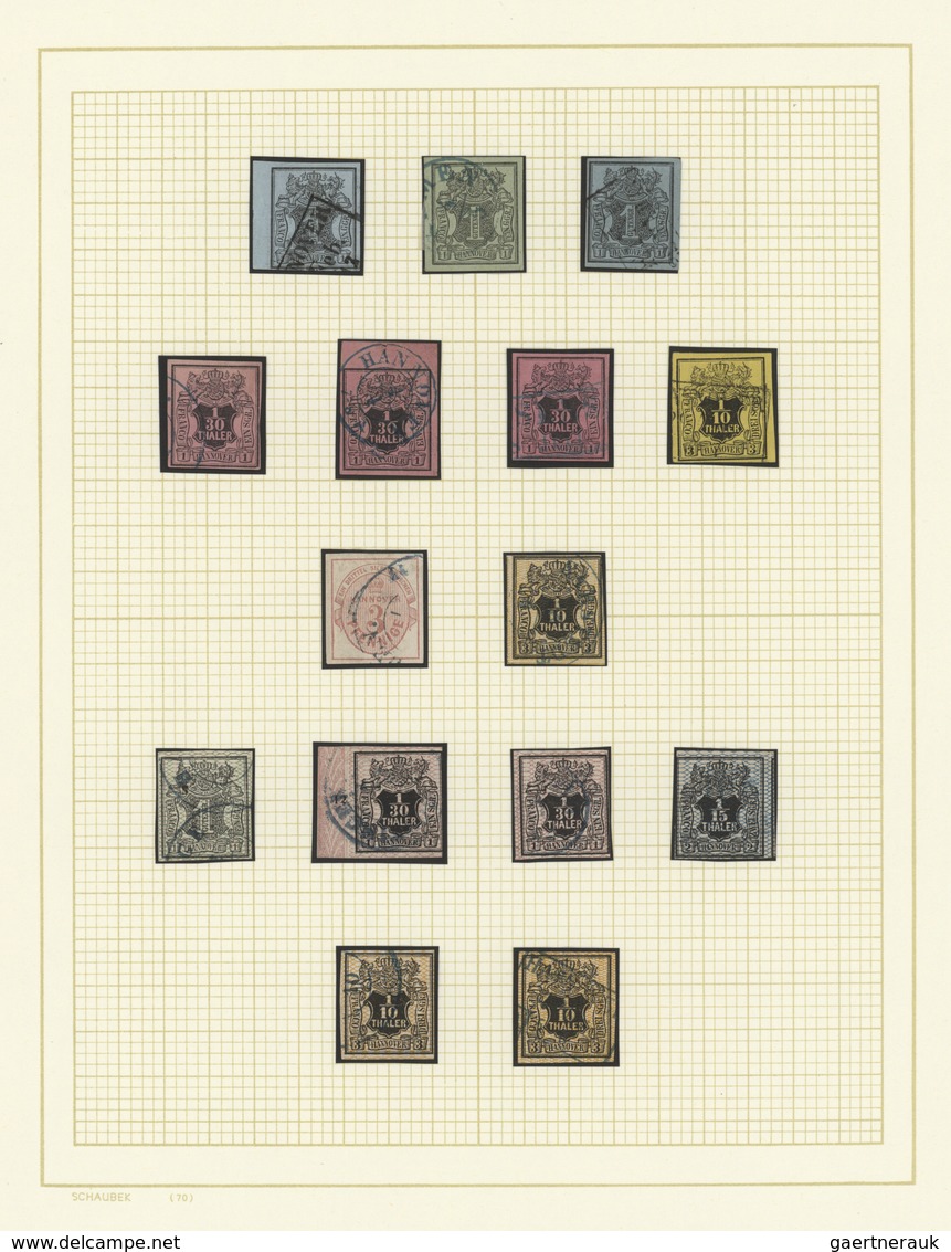 Hannover - Marken Und Briefe: 1850/1864, Gestempelte Sammlung Von 32 Marken Auf Albenblättern Sauber - Hanovre