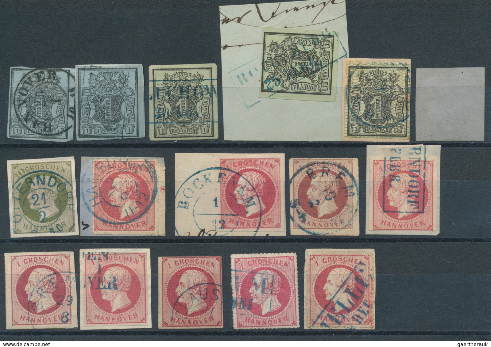 Hannover - Marken Und Briefe: 1851/64, Kleines Gestempeltes Lot Von 15 Marken Dabei U.a. MiNr. 1(2x) - Hanovre