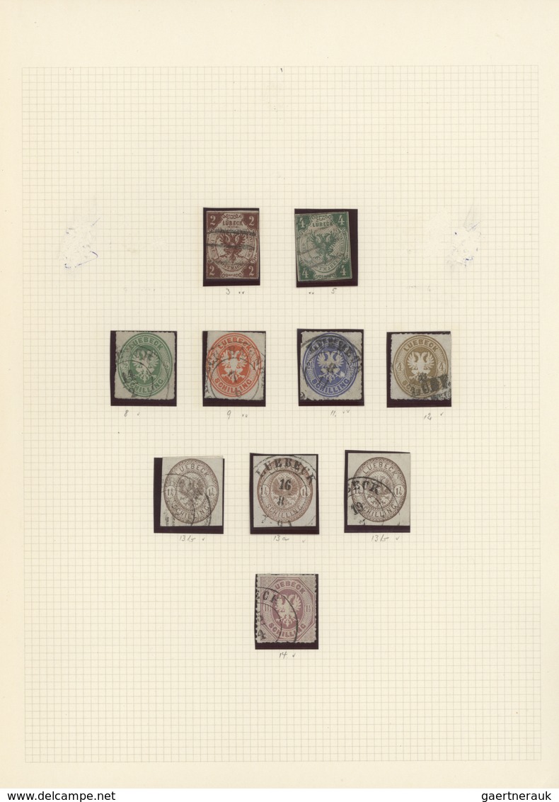 Lübeck - Marken Und Briefe: 1859/67, Gestempelte Sammlung Mit MiNr. 3, 5, 8-12, 13(3),14, Erhaltung - Lubeck