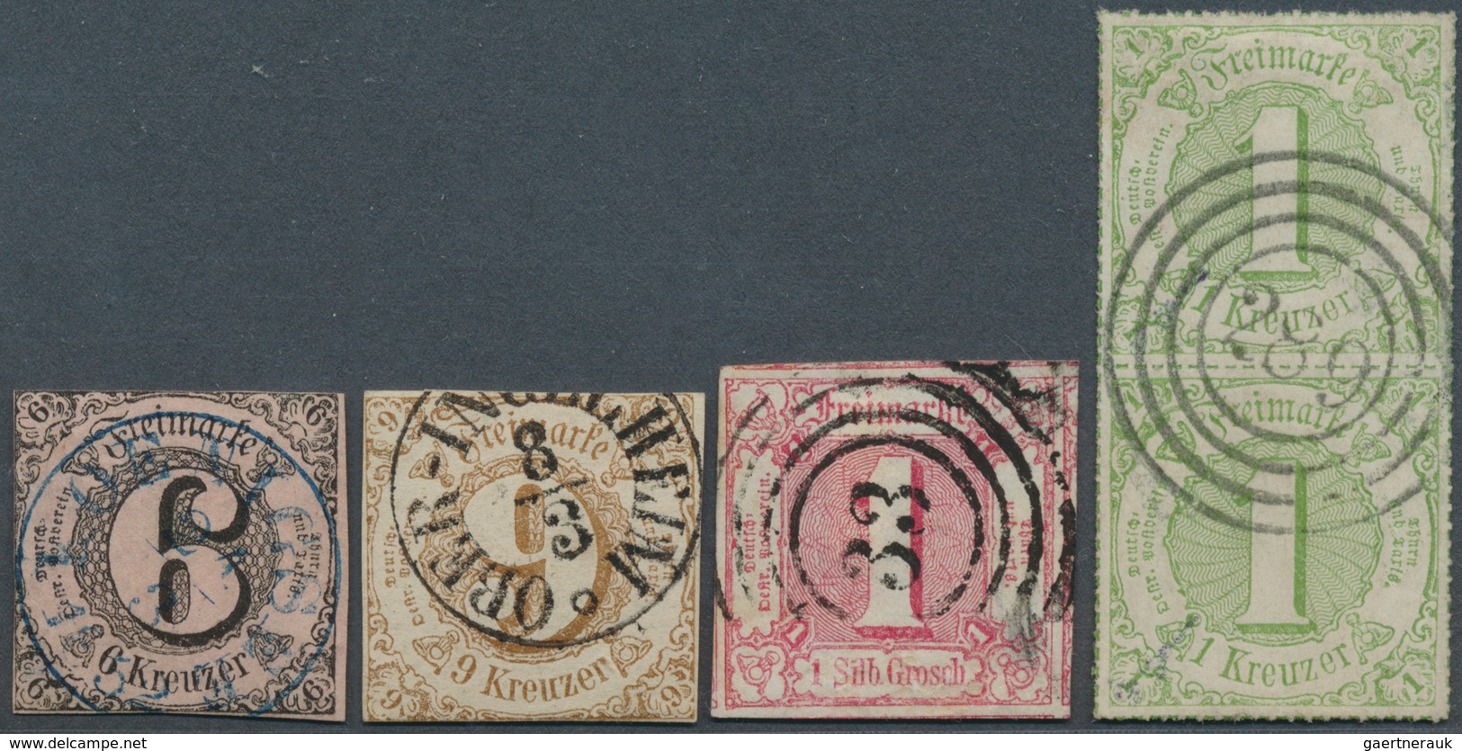 Thurn & Taxis - Marken Und Briefe: 1852/1866, Lot Von 3 Werten Und Einem Paar: Klare Ortsstempelabsc - Other & Unclassified