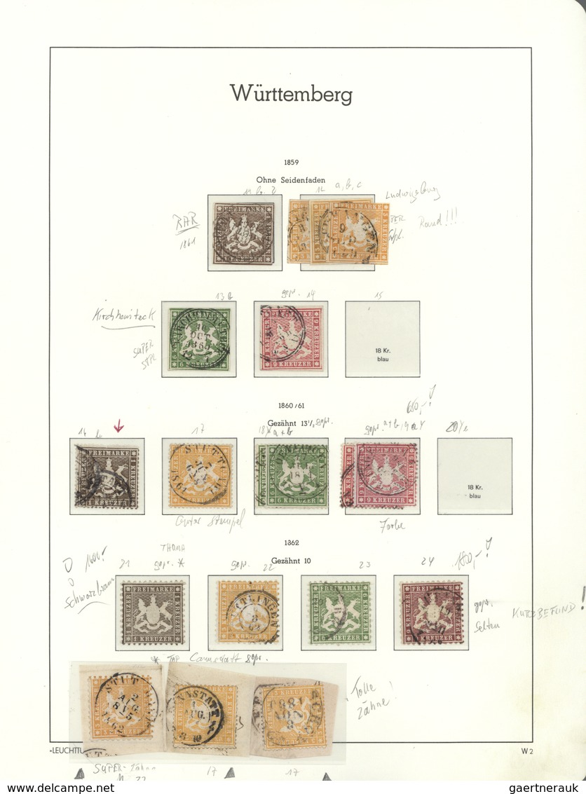 Württemberg - Marken Und Briefe: 1851/1874, Meist Gestempelte Und Teils Auch Ungebrauchte Sammlung D - Other & Unclassified