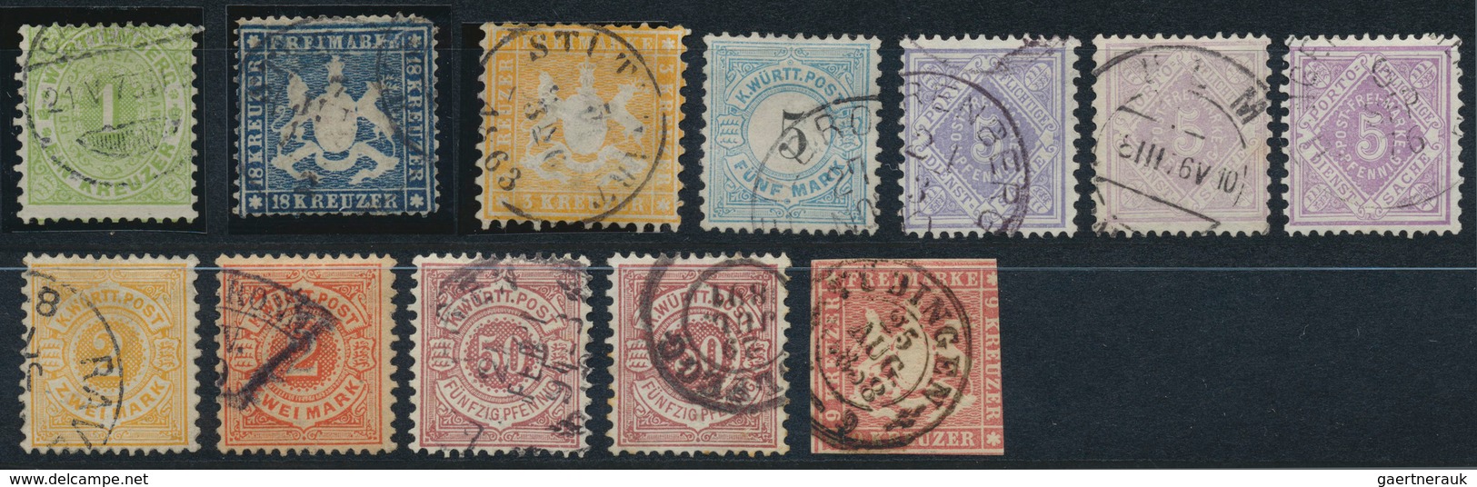 Württemberg - Marken Und Briefe: 1851/1890 (ca.), Gestempelte Sammlungspartie Von 96 Marken Meist De - Otros & Sin Clasificación