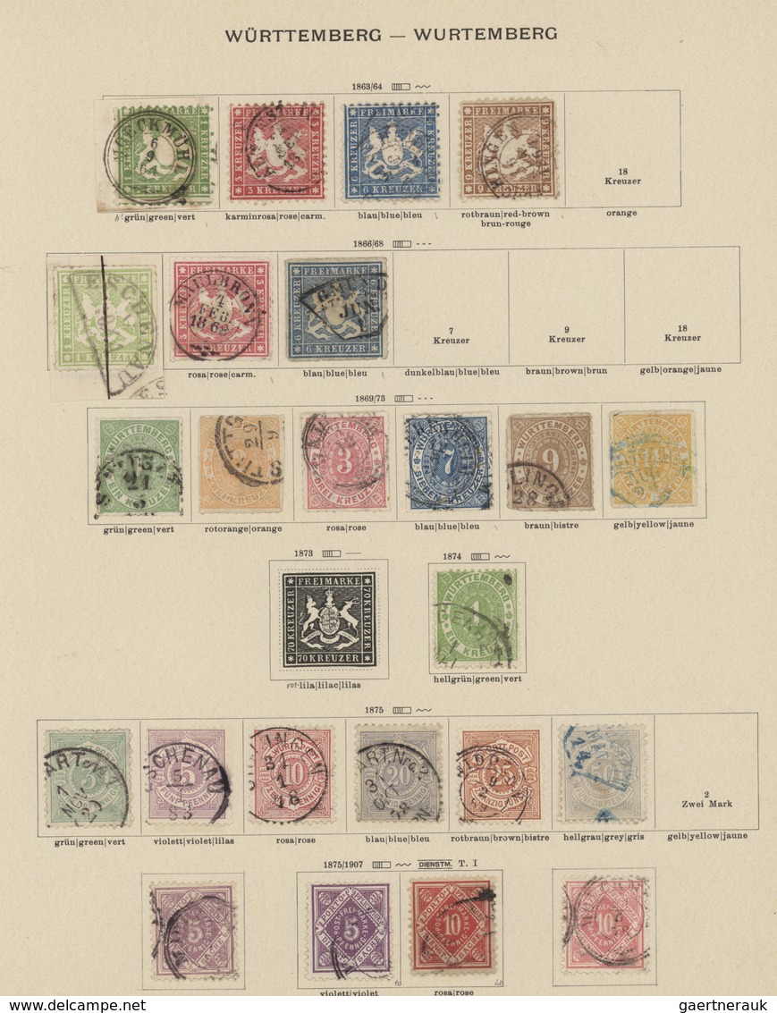 Württemberg - Marken Und Briefe: 1851/1920, Gestempelte Und Ungebrauchte Sammlung Auf Alten Schaubek - Autres & Non Classés