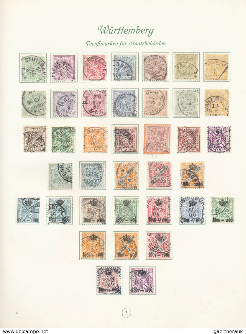 Württemberg - Marken Und Briefe: 1875/1920, Sehr Saubere Komplette Gestempelte Sammlung Dienstmarken - Other & Unclassified
