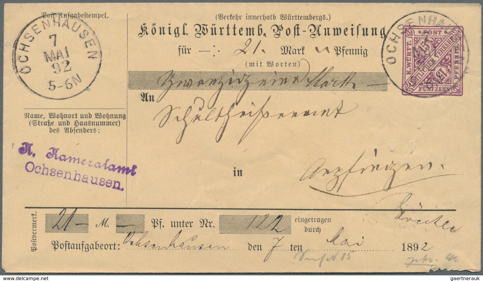 Württemberg - Ganzsachen: 1875/1918 (ca.), Partie Von Ca. 50 Gebrauchten Und Ungebrauchten Ganzsache - Otros & Sin Clasificación