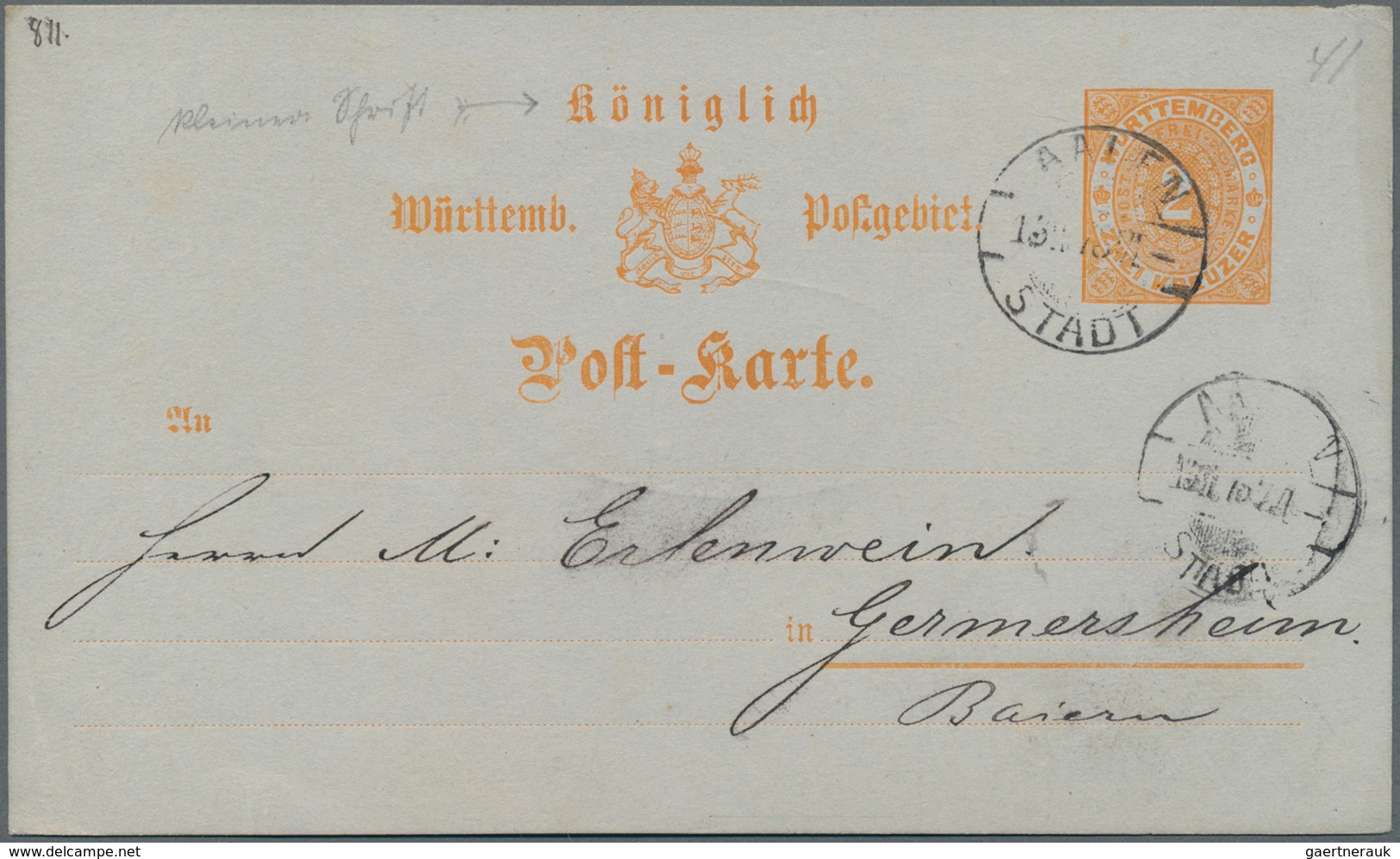 Württemberg - Ganzsachen: 1875/1918, Partie Von Ca. 50 Gebrauchten Und Ungebrauchten Ganzsachen, Dab - Other & Unclassified