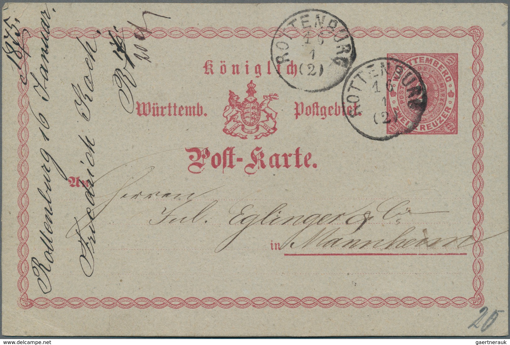 Württemberg - Ganzsachen: 1875/1918, Partie von ca. 50 gebrauchten und ungebrauchten Ganzsachen, dab