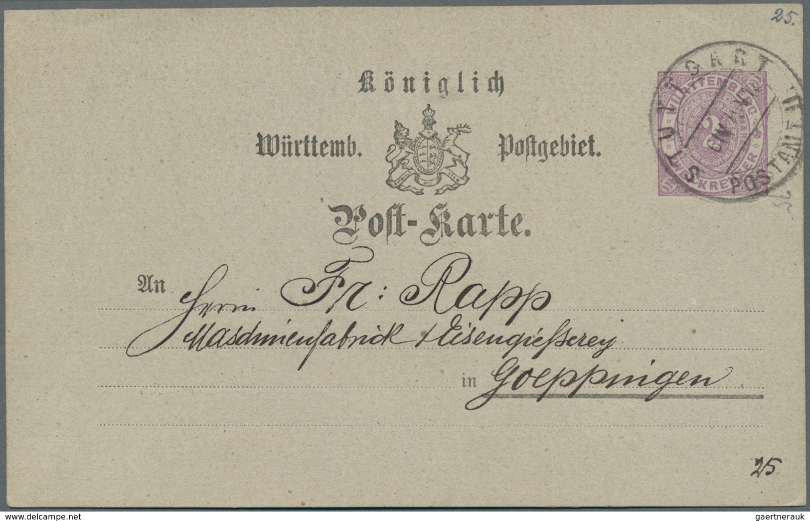 Württemberg - Ganzsachen: 1875/1918, Partie von ca. 50 gebrauchten und ungebrauchten Ganzsachen, dab