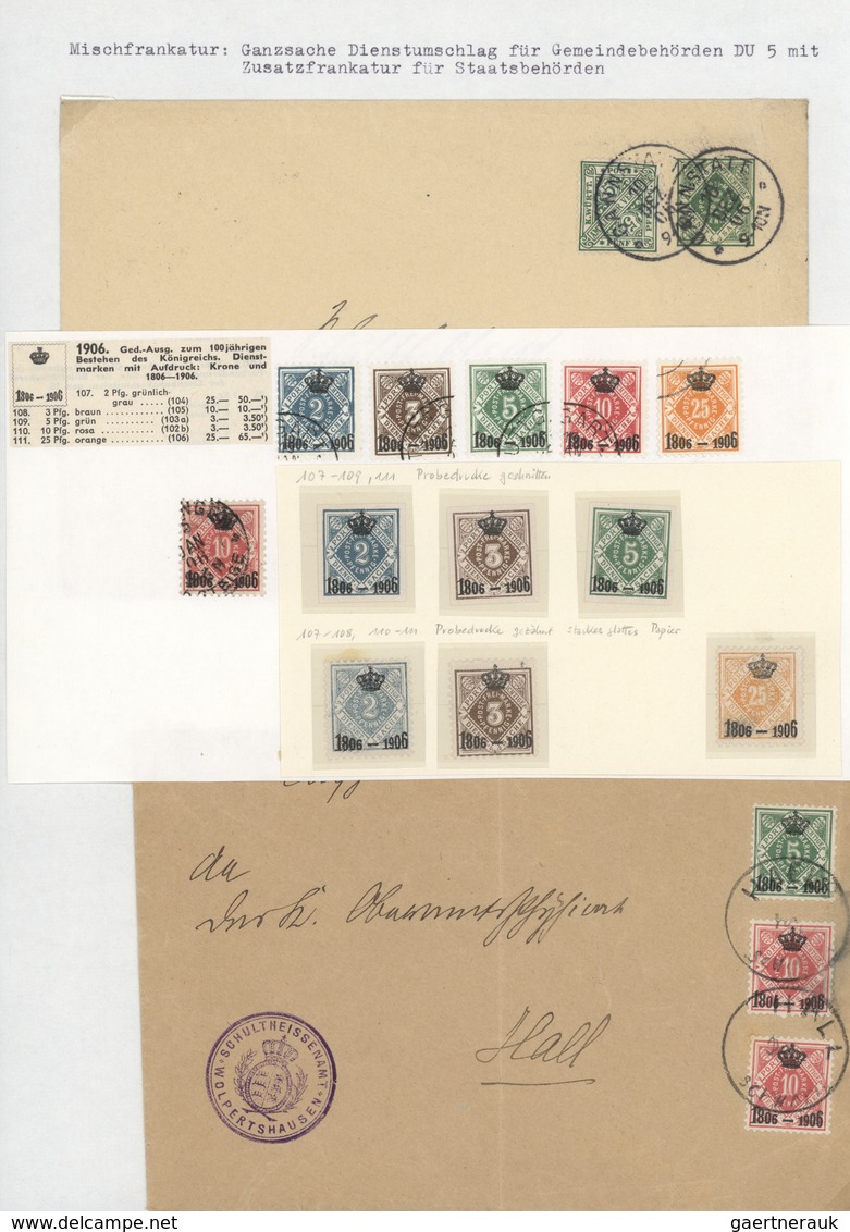 Württemberg - Ganzsachen: 1875/1925, Umfangreiche Sammlung Mit Marken Sowie Vielen Belegen Und Diens - Sonstige & Ohne Zuordnung