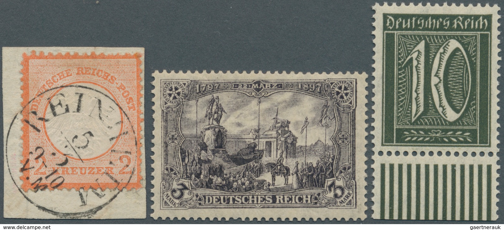 Deutsches Reich: 1872/1921, Kleines Lot Bestehend Aus Drei Besseren Werten, Dabei Mi.Nr.8, 2 Kr. Kle - Collections