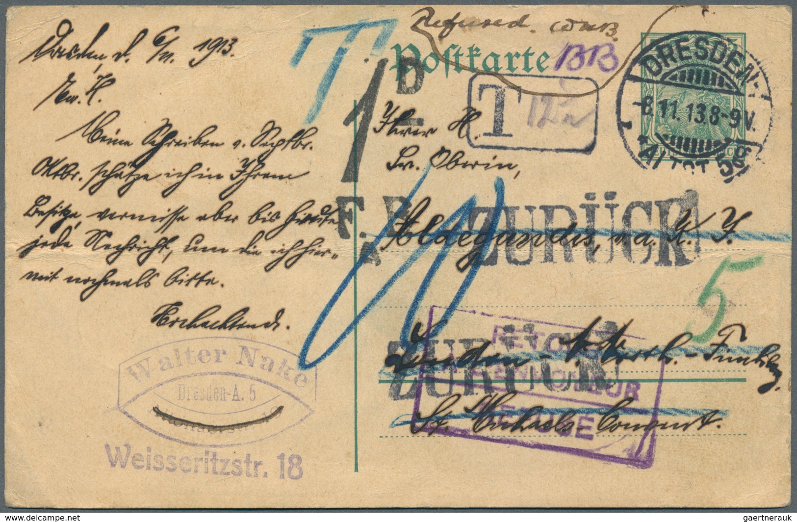 Deutsches Reich: 1891/1922, NACHPORTO-BELEGE, Vielseitige Sammlung Von 28 Unzureichend Frankierten B - Collections