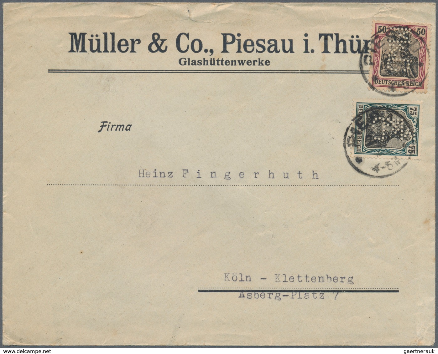 Deutsches Reich: 1895/1923, FIRMENLOCHUNGEN, Interessanter Posten Mit Ca.100 Belegen, Dabei Augensch - Sammlungen