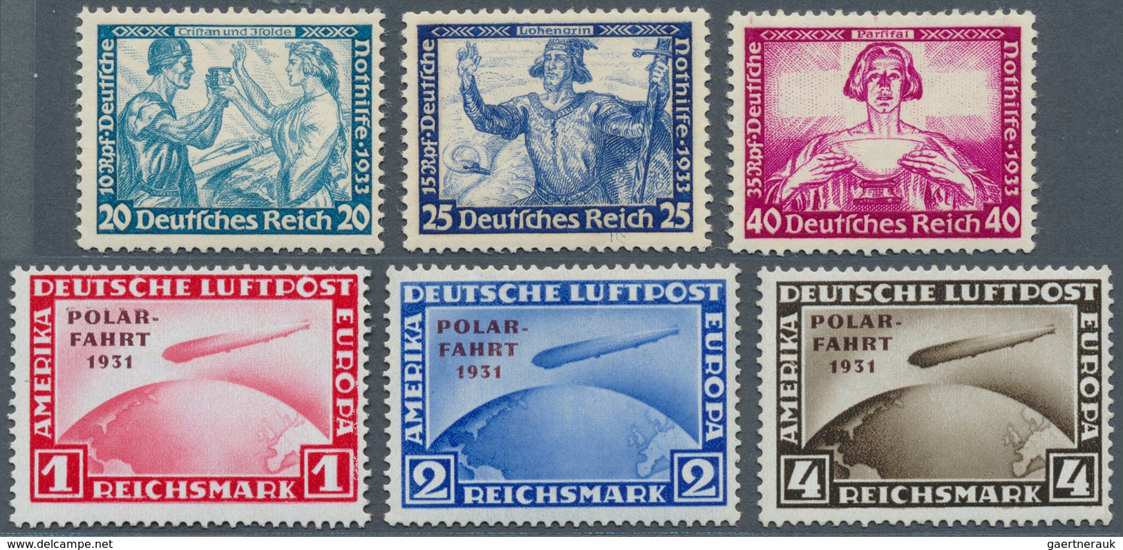 Deutsches Reich: 1931/1935, Postfrische Partie Von Besseren Ausgaben Mit Polarfahrt, Wagner Und Mark - Sammlungen