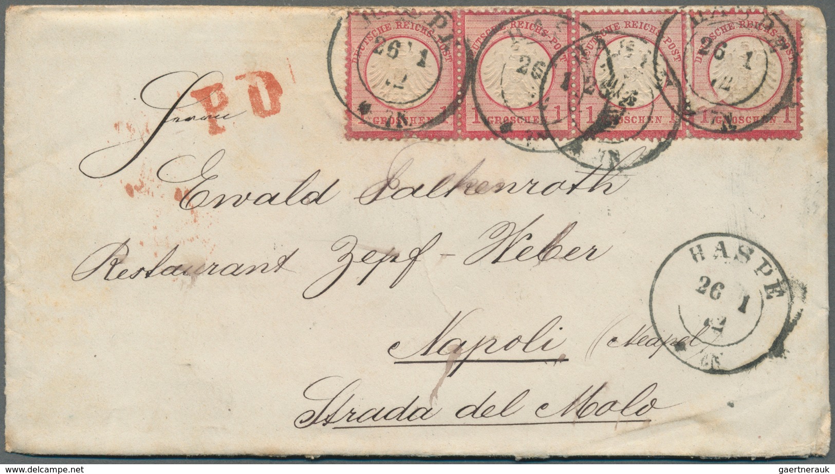 Deutsches Reich - Brustschild: 1872/73, Korrespondenz Von Sechs Briefen Nach Neapel / Italien Und Vo - Lettres & Documents