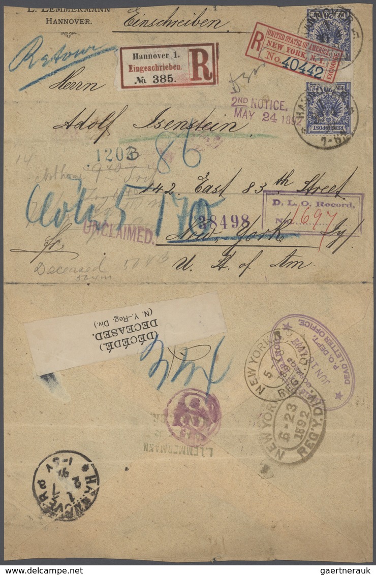 Deutsches Reich - Krone / Adler: 1891/1892, Lot Von Drei Auslandsbriefen Ab Hannover Nach USA/Italie - Covers & Documents