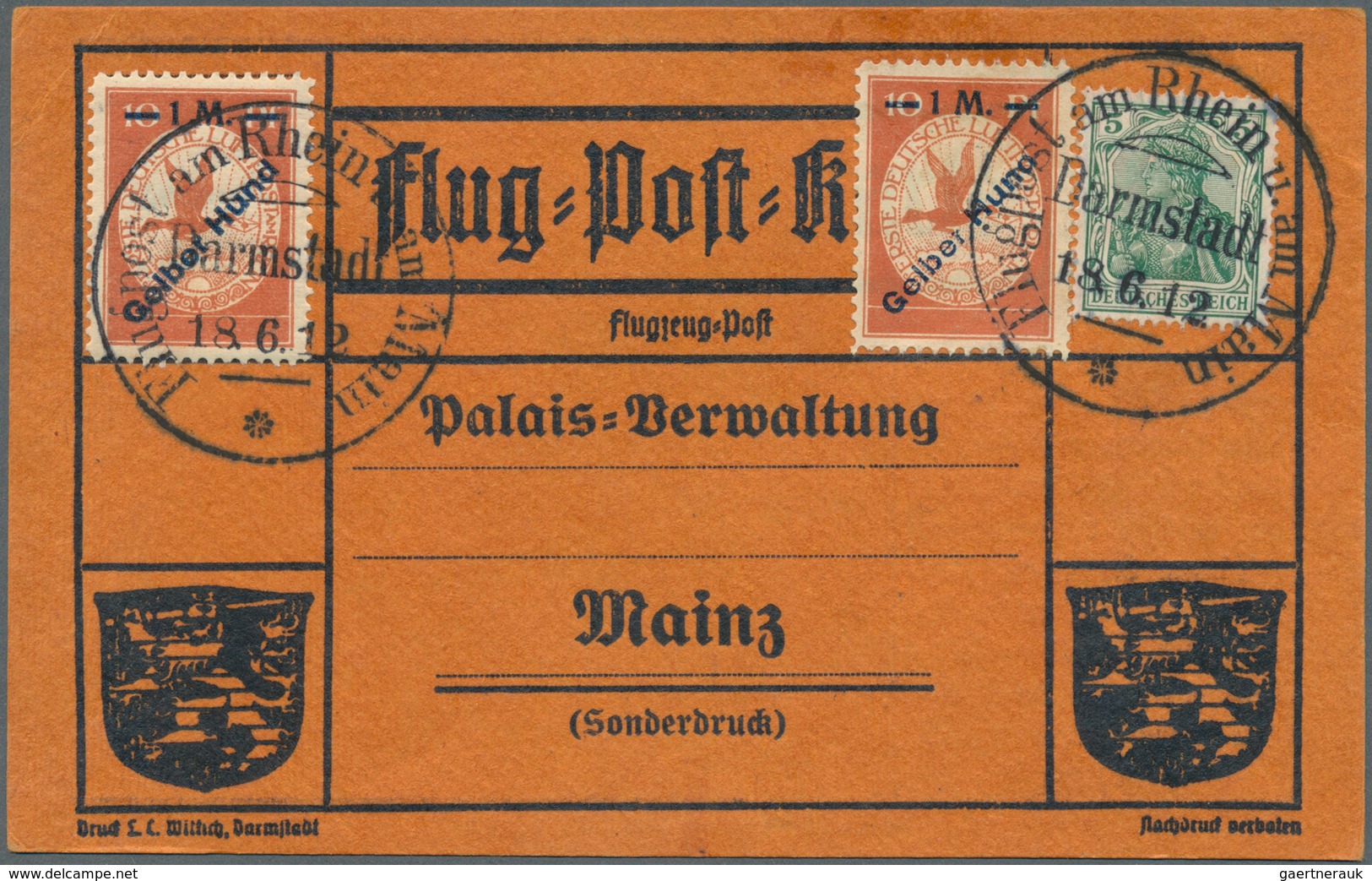 Deutsches Reich - Germania: 1912, Flugpost Rhein/Main, Partie Von Drei Karten, Dabei Karte Mit 2mal - Otros & Sin Clasificación