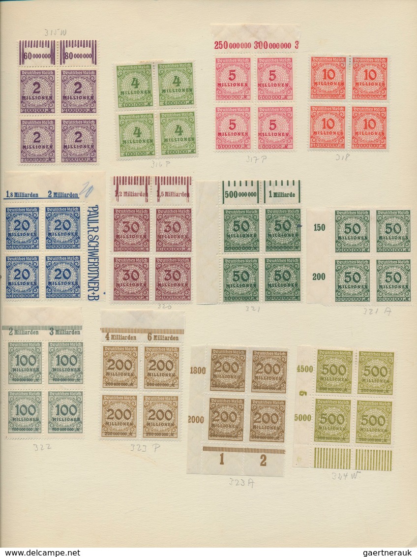 Deutsches Reich - Inflation: 1919/1923, postfrische/ungebrauchte Sammlung von über 100 VIERERBLOCKS