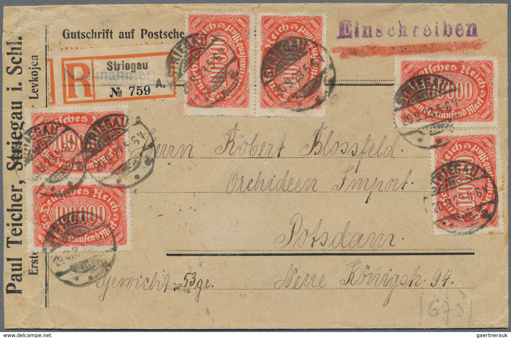 Deutsches Reich - Inflation: 1921-1923, Partie mit über 350 Briefen und Belegen, dabei viele untersc