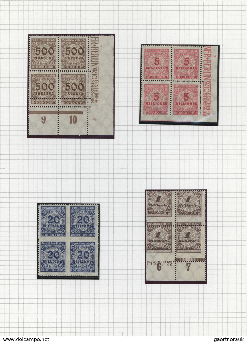 Deutsches Reich - Inflation: 1923, Postfrische Spezial-Sammlungspartie Von 25 Marken Incl. 4er-Block - Unused Stamps