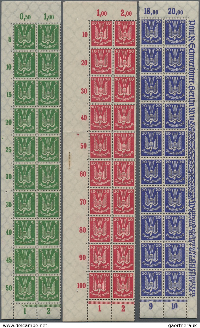 Deutsches Reich - Weimar: 1924, Flugpost Holztaube, Kompletter Satz In Eckrand-20er-Blocks Postfrisc - Lettres & Documents