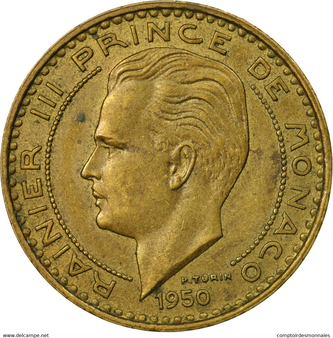 Monnaie, Monaco, Rainier III, 20 Francs, Vingt, 1950, TTB, Aluminum-Bronze - 1949-1956 Francos Antiguos