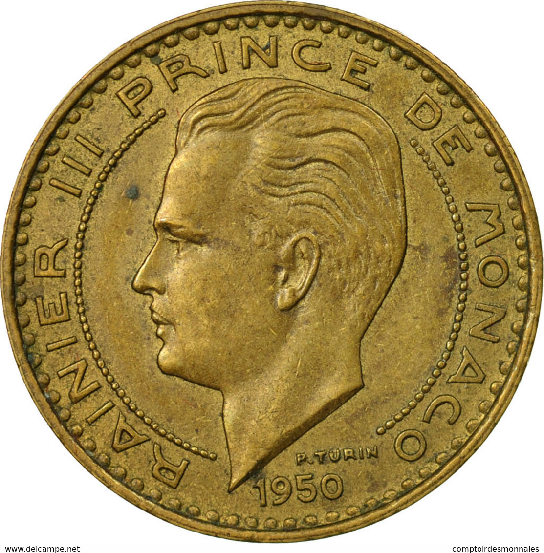 Monnaie, Monaco, Rainier III, 20 Francs, Vingt, 1950, TTB, Aluminum-Bronze - 1949-1956 Old Francs