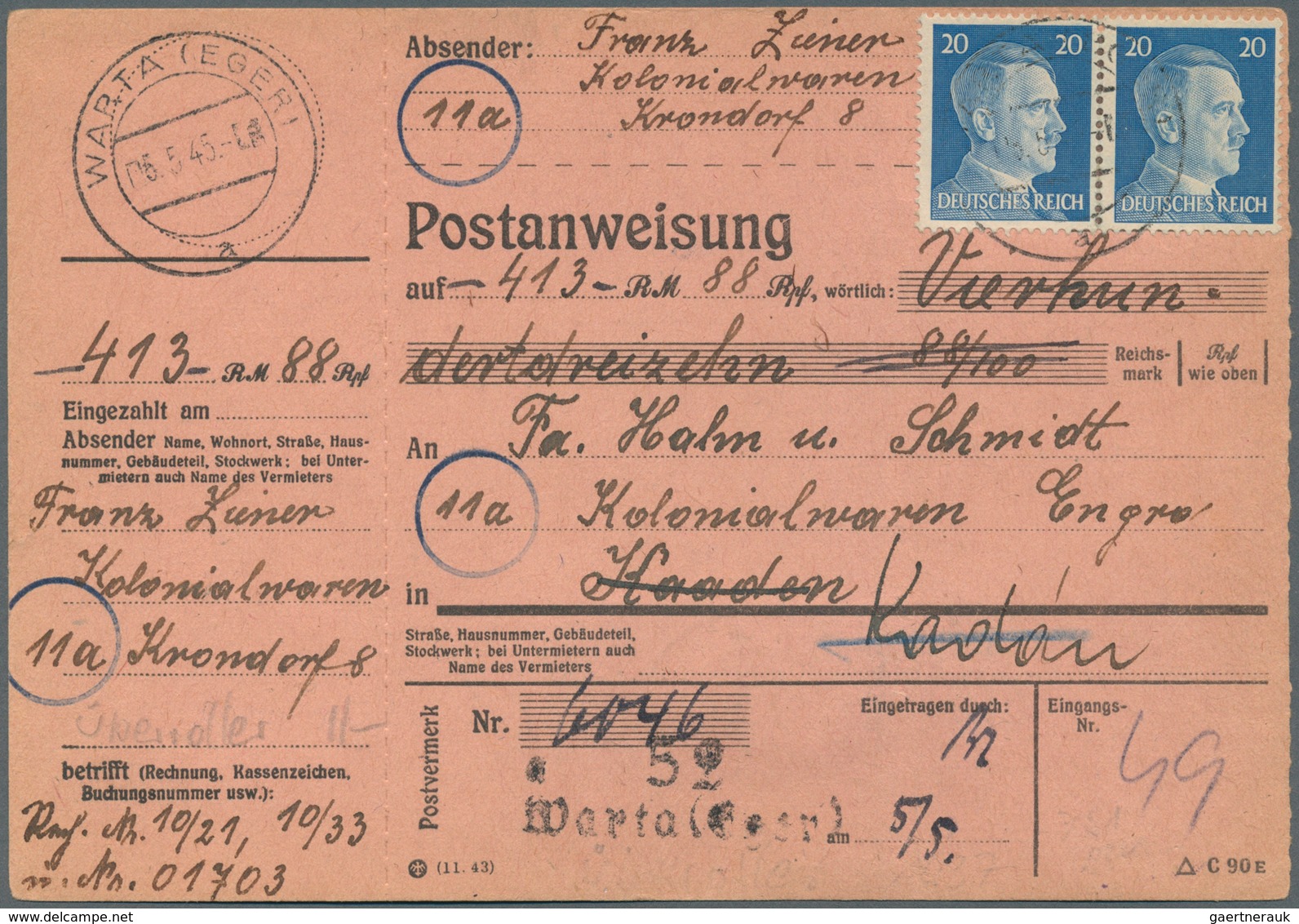 Deutsches Reich - 3. Reich: 1933-1945, Posten mit rund 450 Briefen und Belegen, dabei Flugpost, Dien