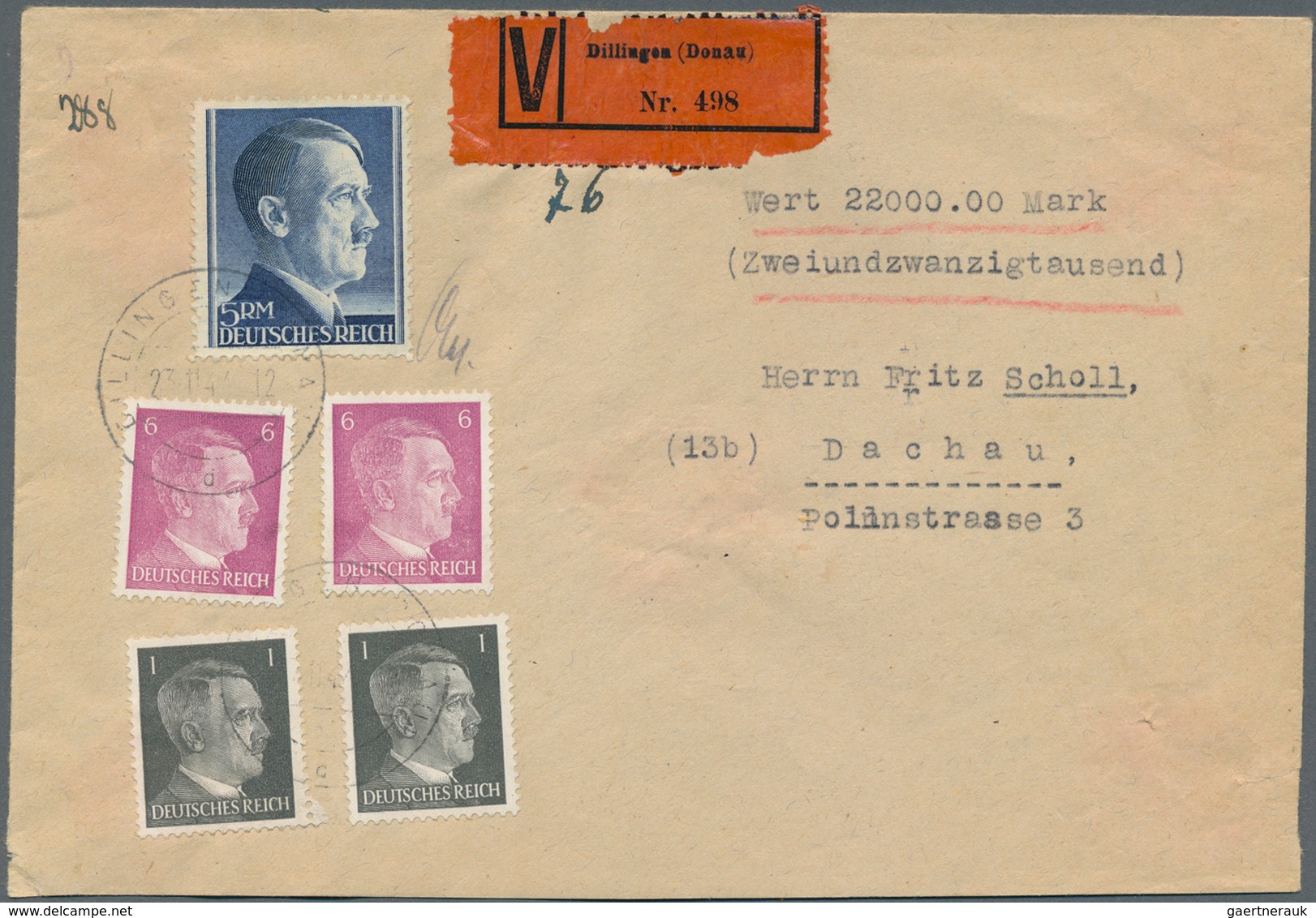 Deutsches Reich - 3. Reich: 1942/1945, Hitler-Dauerserie, Partie Von 13 Briefen/Karten (davon Sieben - Gebraucht