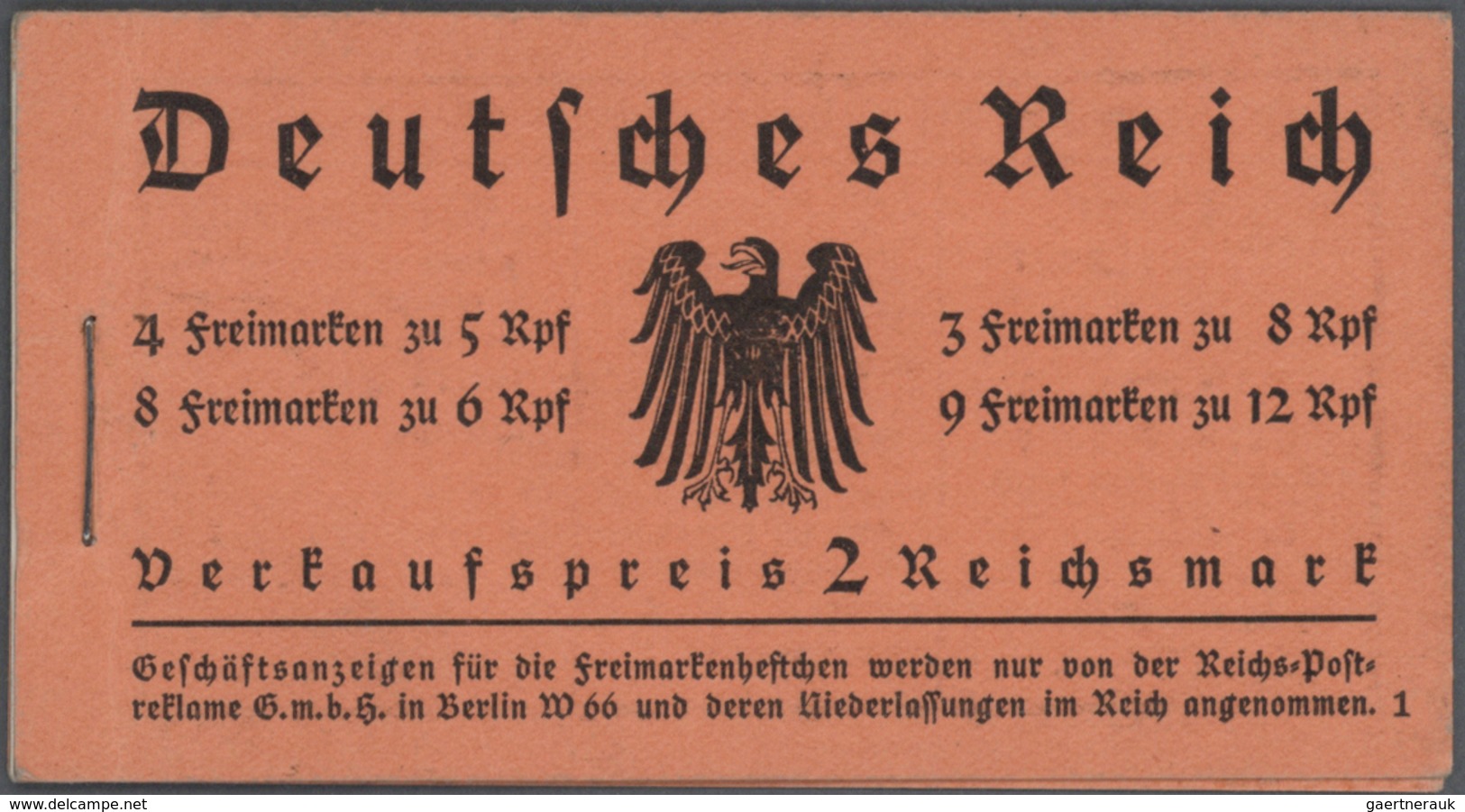 Deutsches Reich - Markenheftchen: 1927/1941, Lot Von Zehn Markenheftchen Unkomplett/mit Beanstandung - Markenheftchen