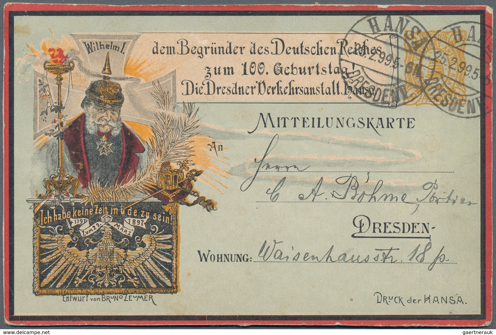 Deutsches Reich - Privatpost (Stadtpost): 1886/1900, DRESDEN HANSA, Gehaltvolle Sammlung Mit Ca.150 - Private & Local Mails