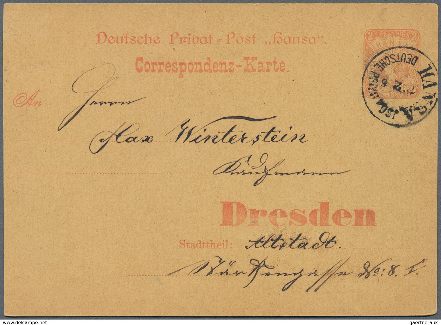 Deutsches Reich - Privatpost (Stadtpost): 1886/1900, DRESDEN HANSA, Gehaltvolle Sammlung Mit Ca.150 - Privatpost