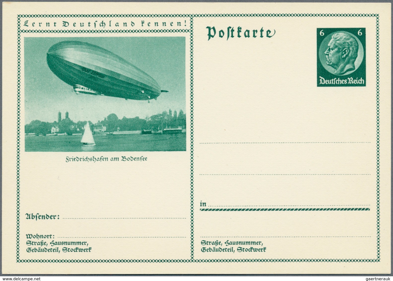 Deutsches Reich - Ganzsachen: 1933/1937, Slg. Der Ungebrauchten Grünen 6 Pf Hindenburg Bildpostkarte - Altri & Non Classificati