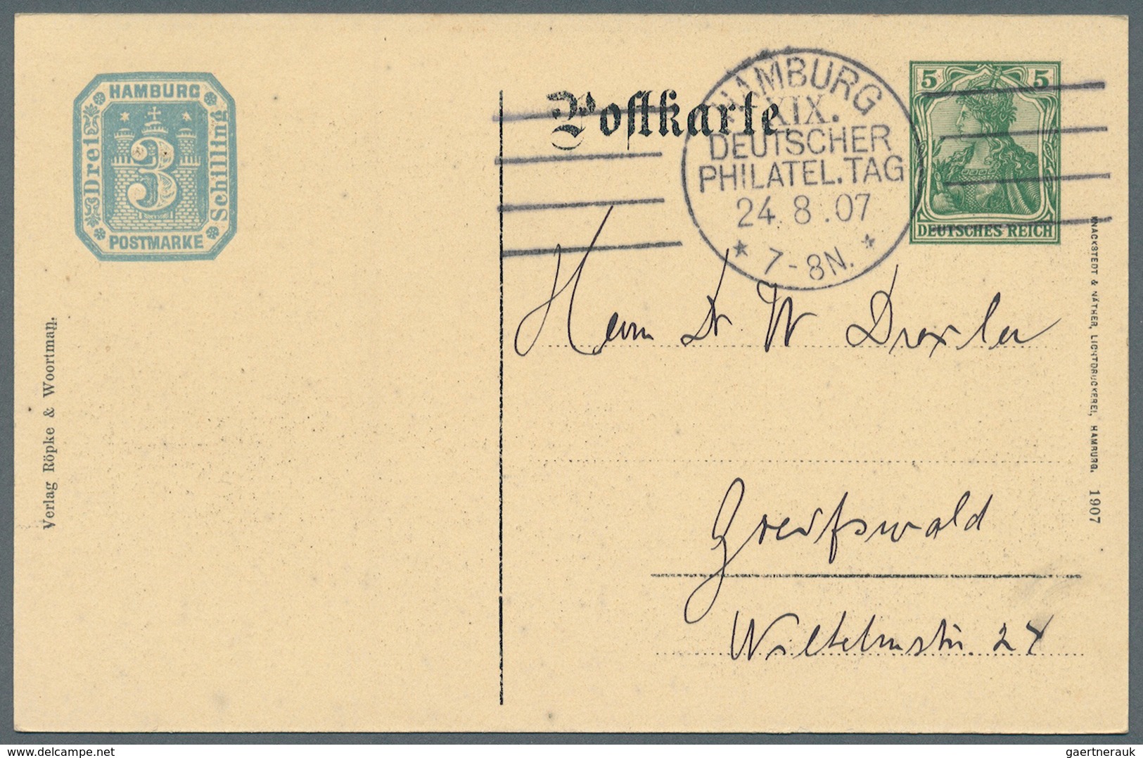 Deutsches Reich - Privatganzsachen: 1907, Lot von 23 Privat-Postkarten 5 Pf Germania "19. Dt. Philat