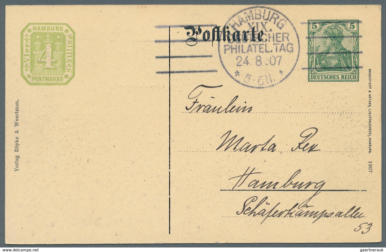 Deutsches Reich - Privatganzsachen: 1907, Lot von 23 Privat-Postkarten 5 Pf Germania "19. Dt. Philat