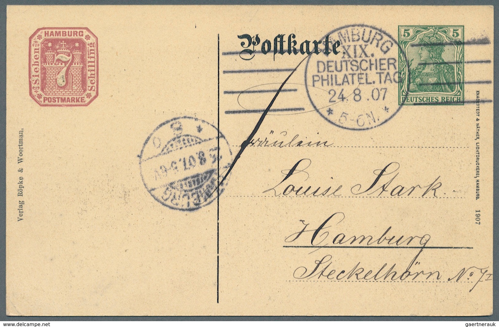 Deutsches Reich - Privatganzsachen: 1907, Lot von 23 Privat-Postkarten 5 Pf Germania "19. Dt. Philat